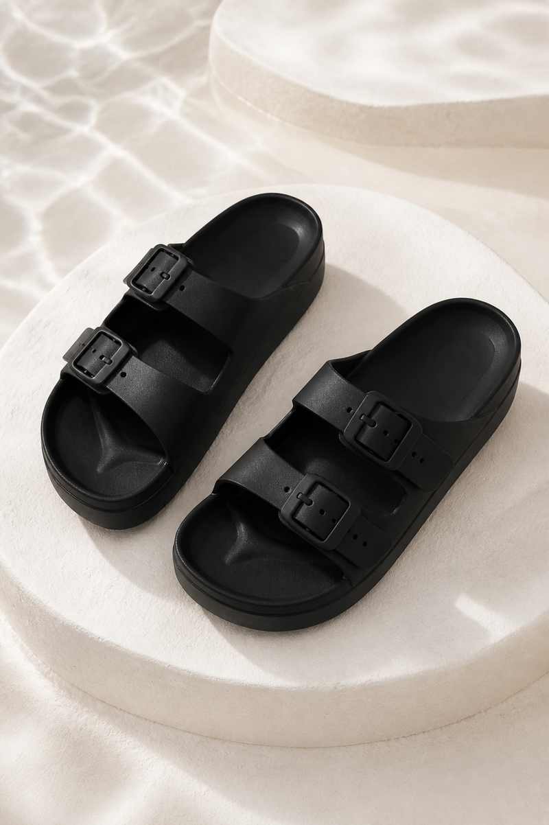 Maribel Double-Buckle Sliders