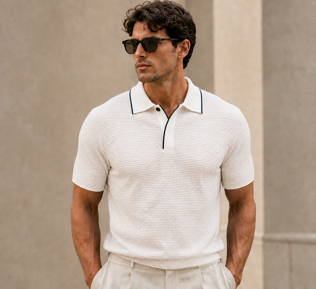 Felipe Contrast-Trim Linen Blend Polo