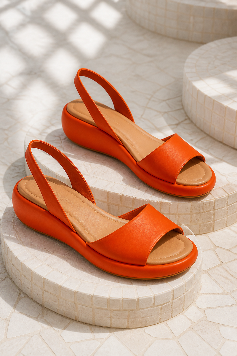 Amelie Cushioned Slingback Wedge Sandals