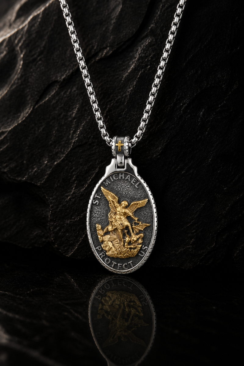 St. Michael Badge Pendant Necklace