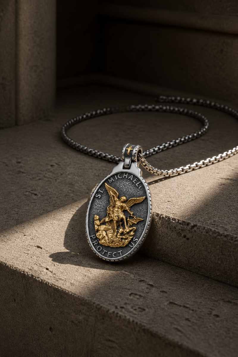 St. Michael Badge Pendant Necklace