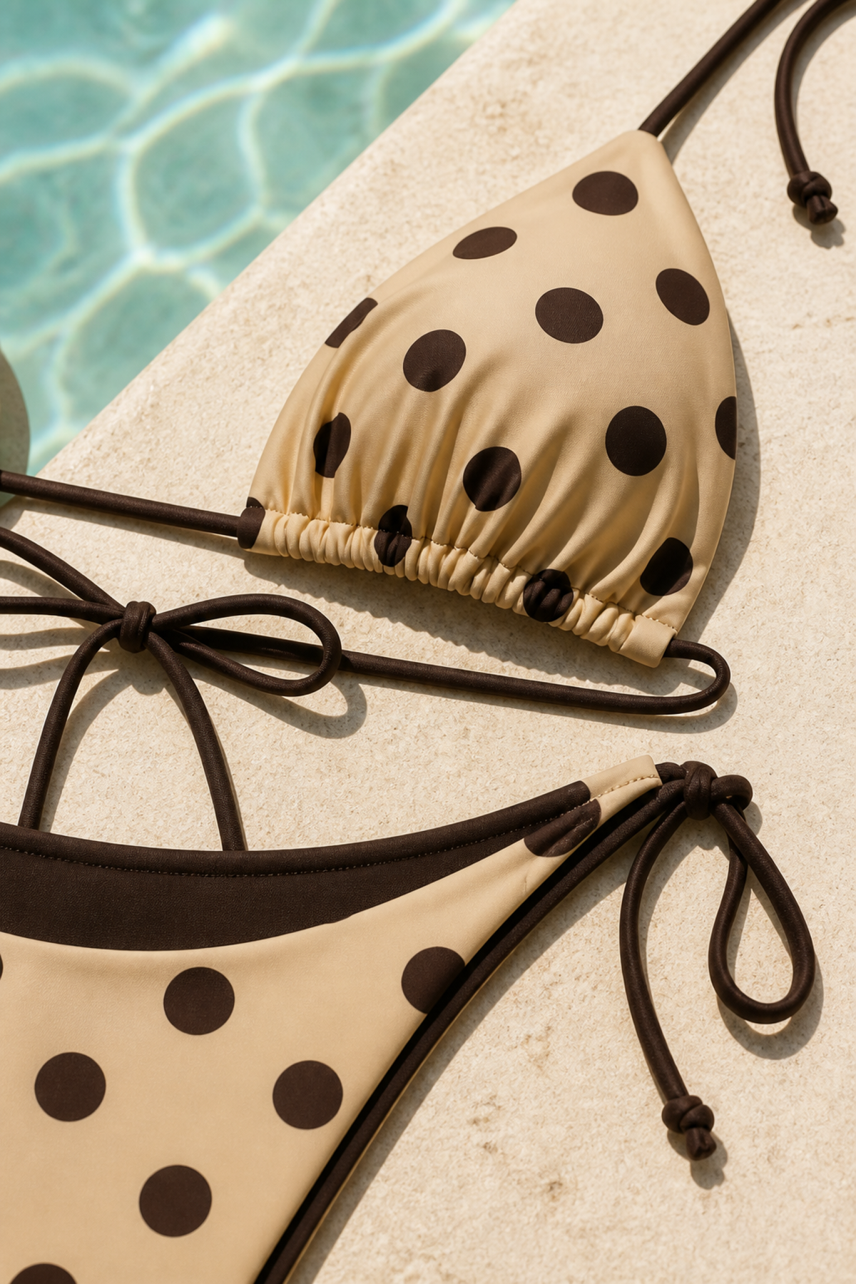 Reversible Brown Polka-Dot Bikini Set