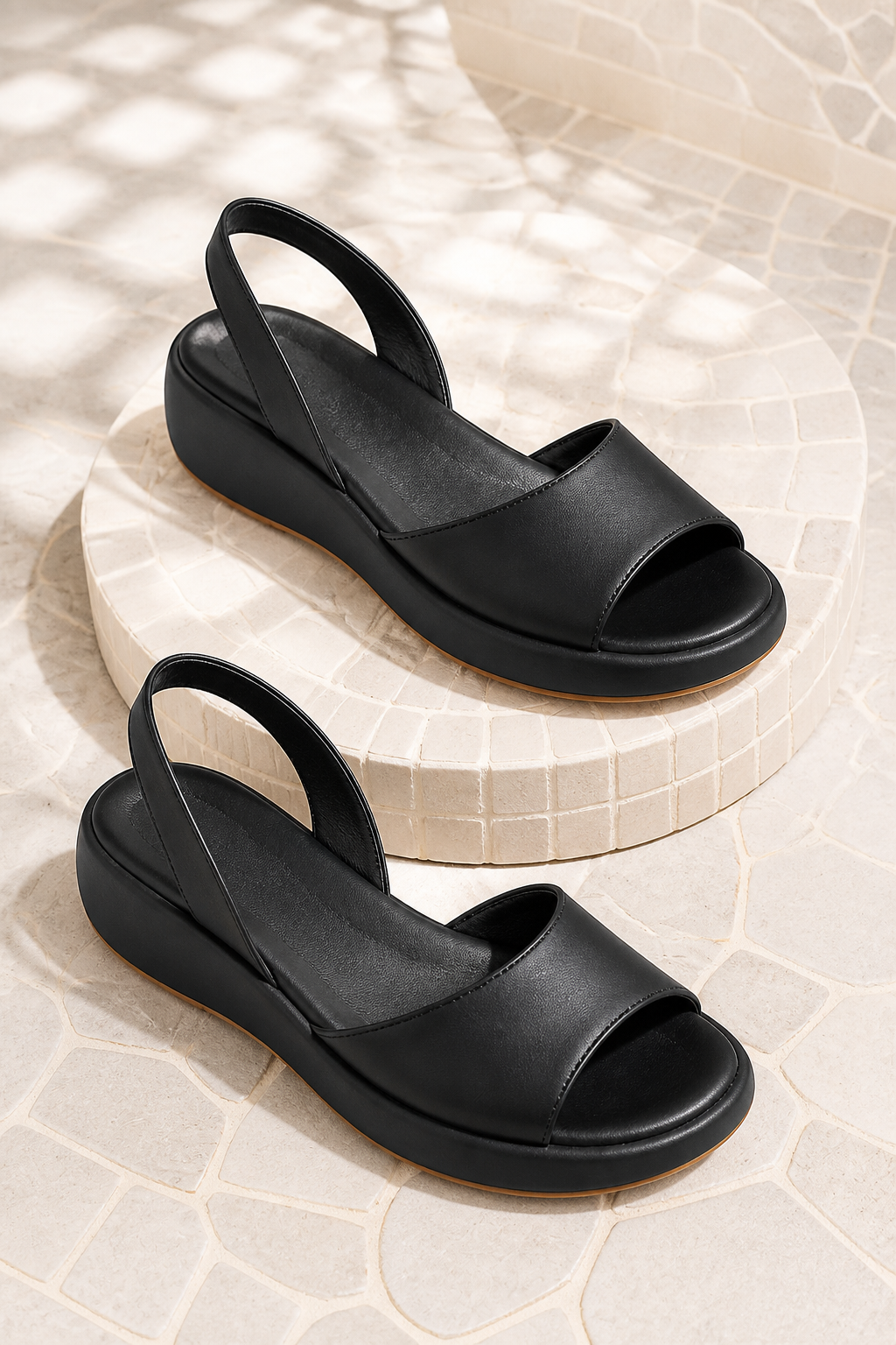 Amelie Cushioned Slingback Wedge Sandals