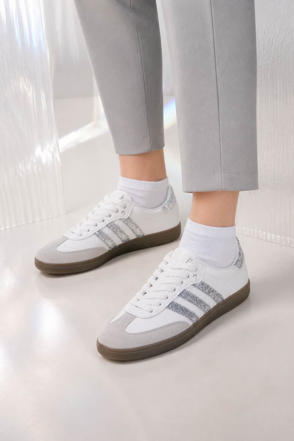 Celeste Candy Pink Crystal-Stripe Trainers