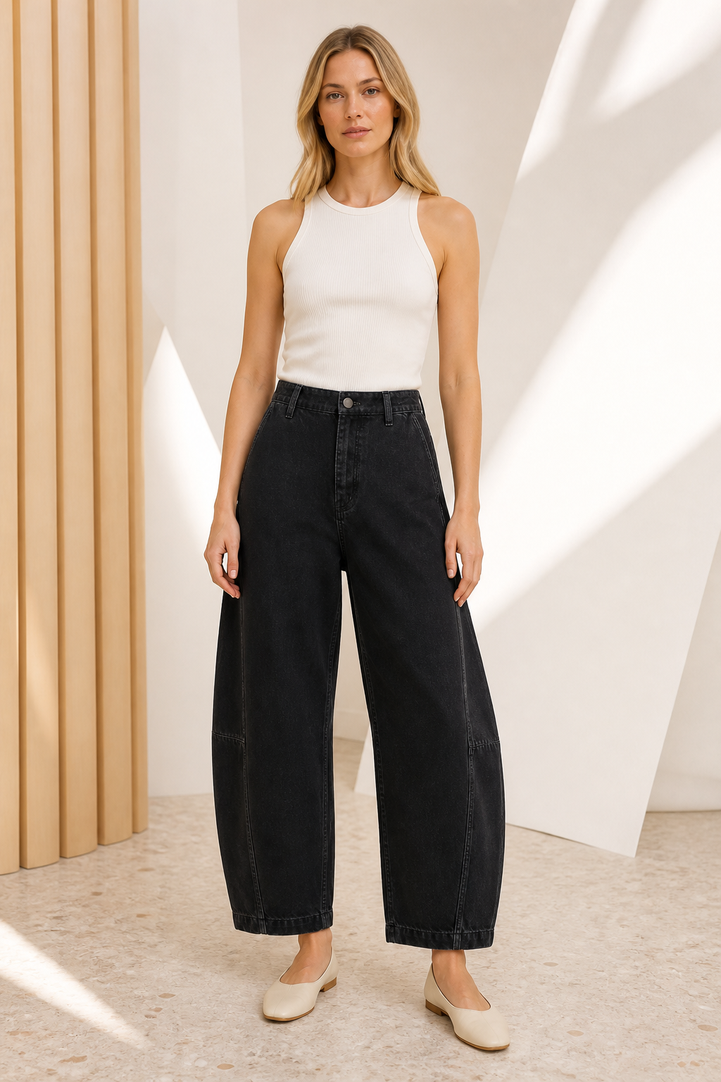 Mara Washed Black Curved-Leg Jeans