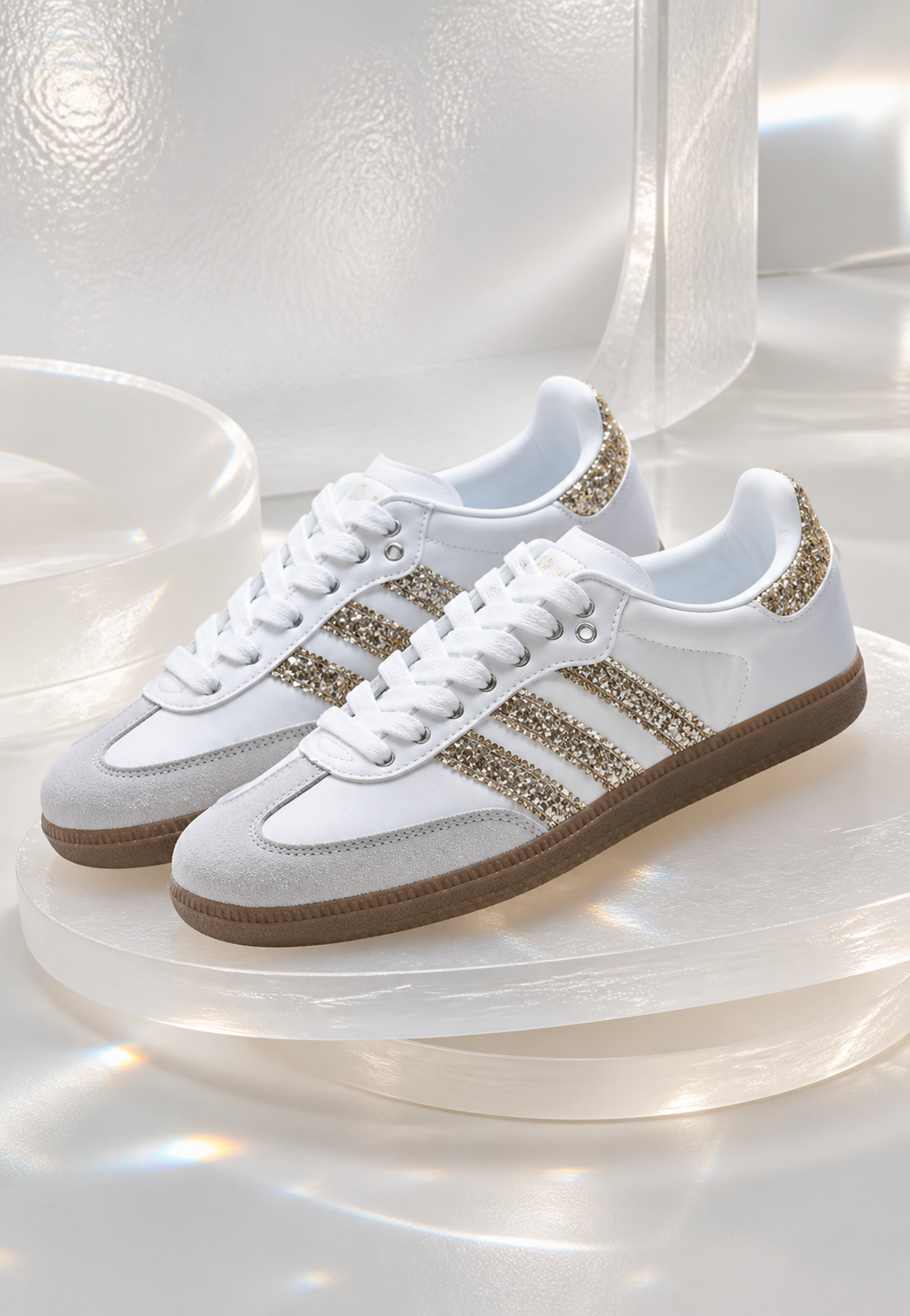 Celeste Candy Pink Crystal-Stripe Trainers