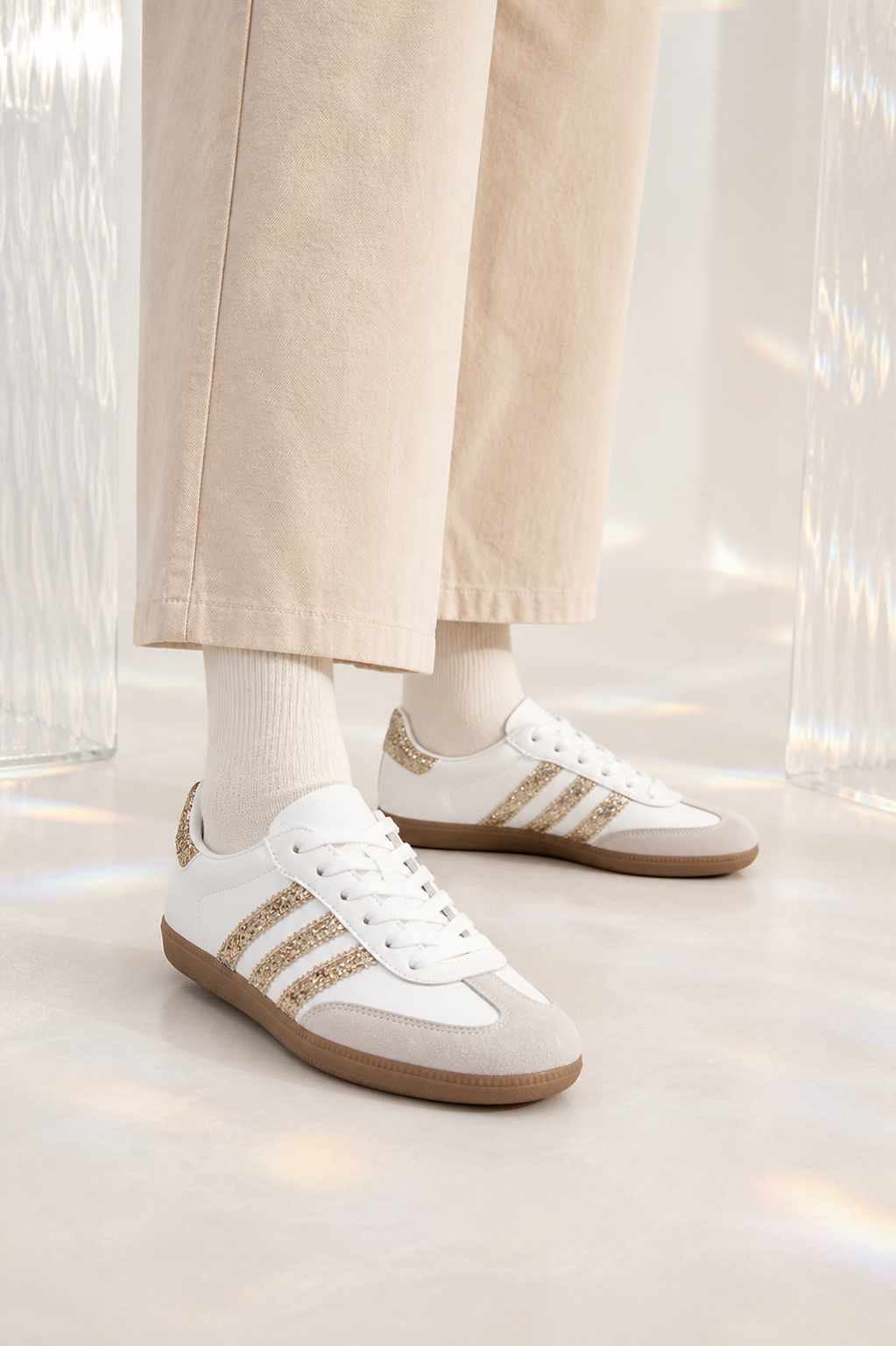 Celeste Candy Pink Crystal-Stripe Trainers
