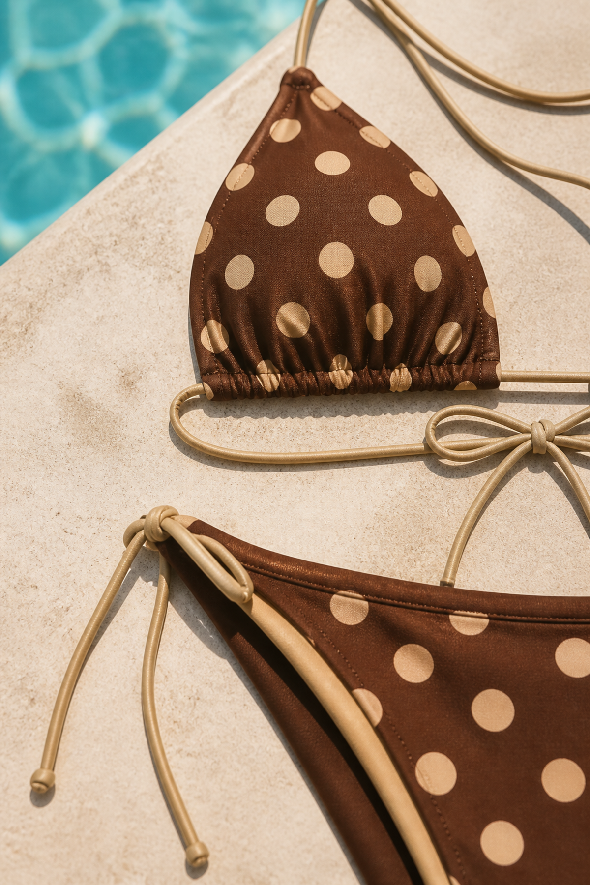 Reversible Brown Polka-Dot Bikini Set