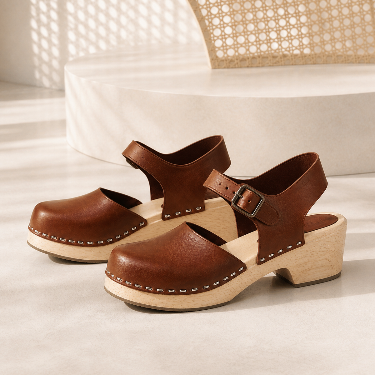 Valentina Leather Platform Sandals