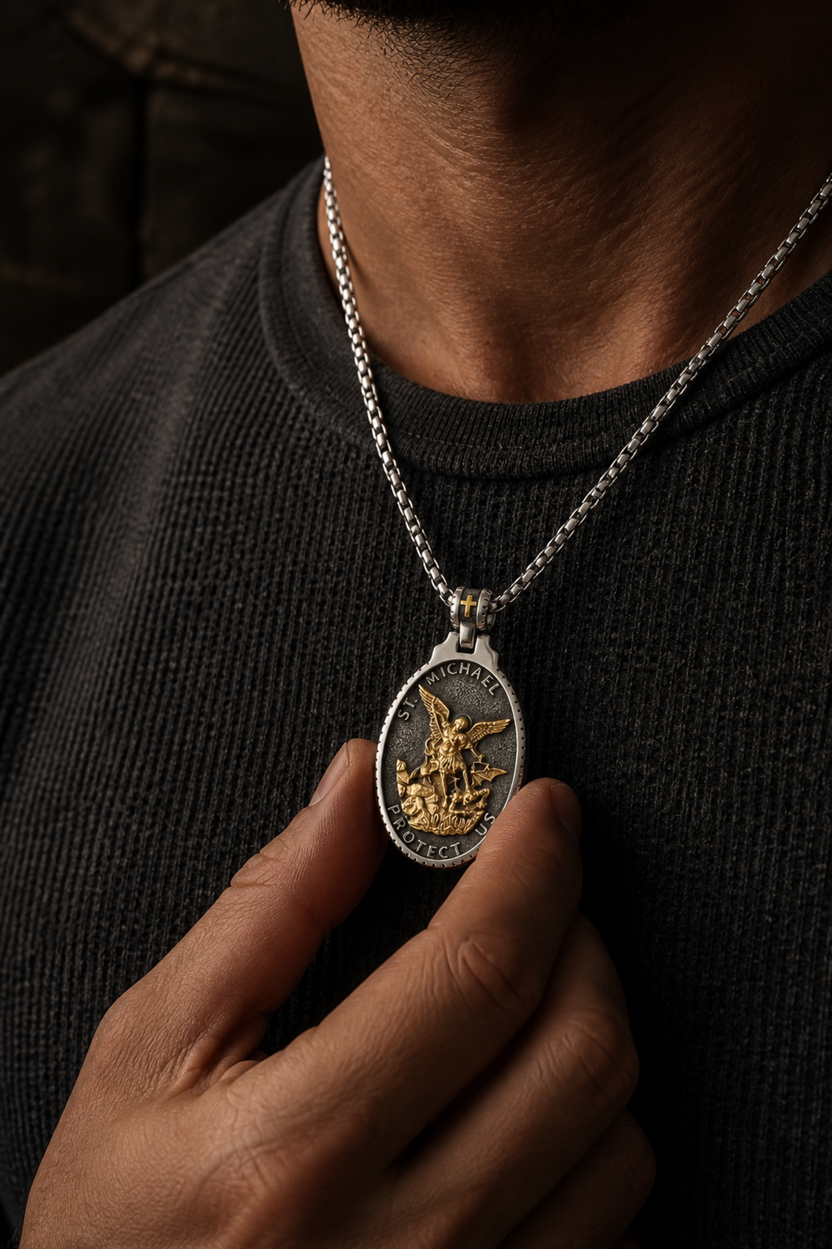 St. Michael Badge Pendant Necklace