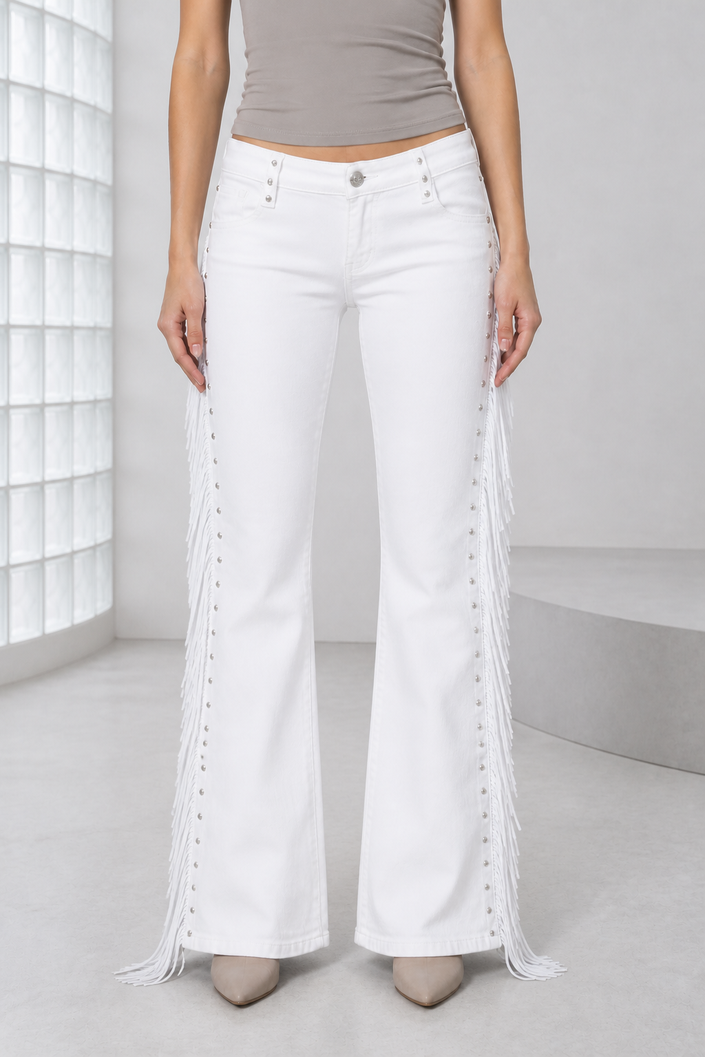 Kaia Black Fringe Flared Jeans