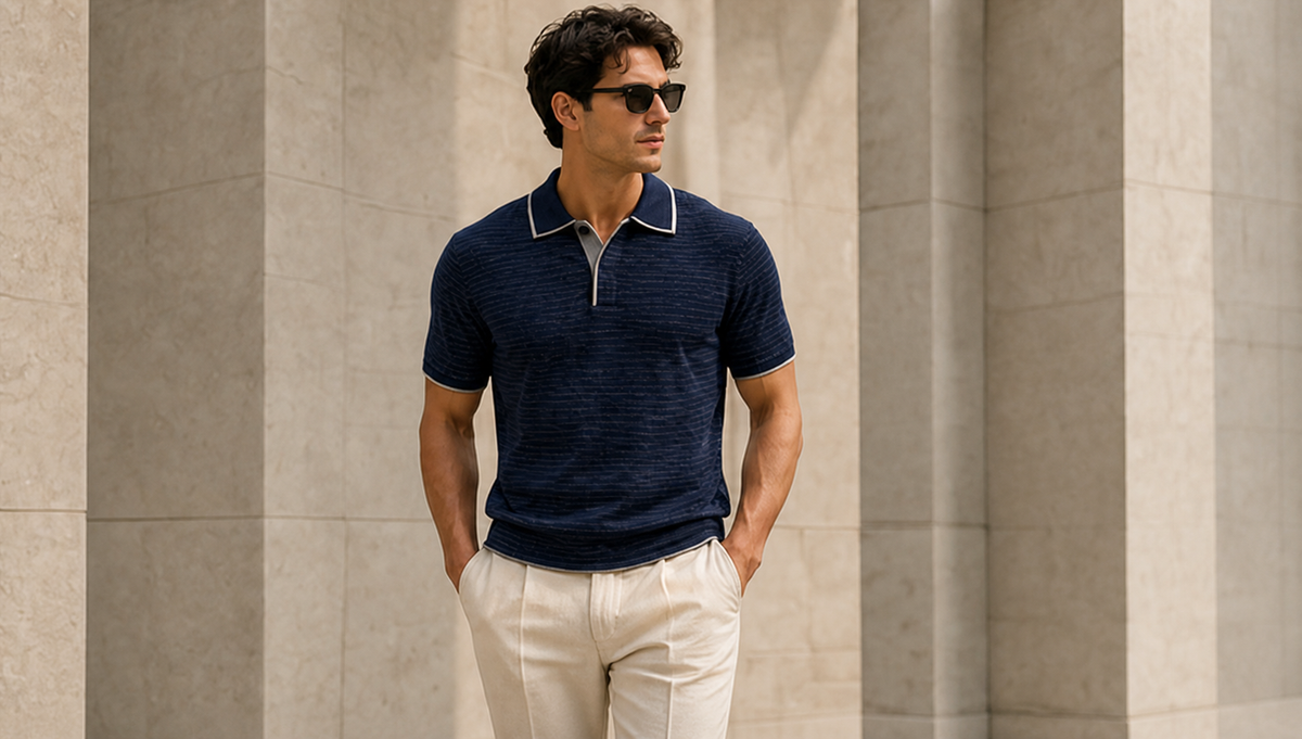 Felipe Contrast-Trim Linen Blend Polo