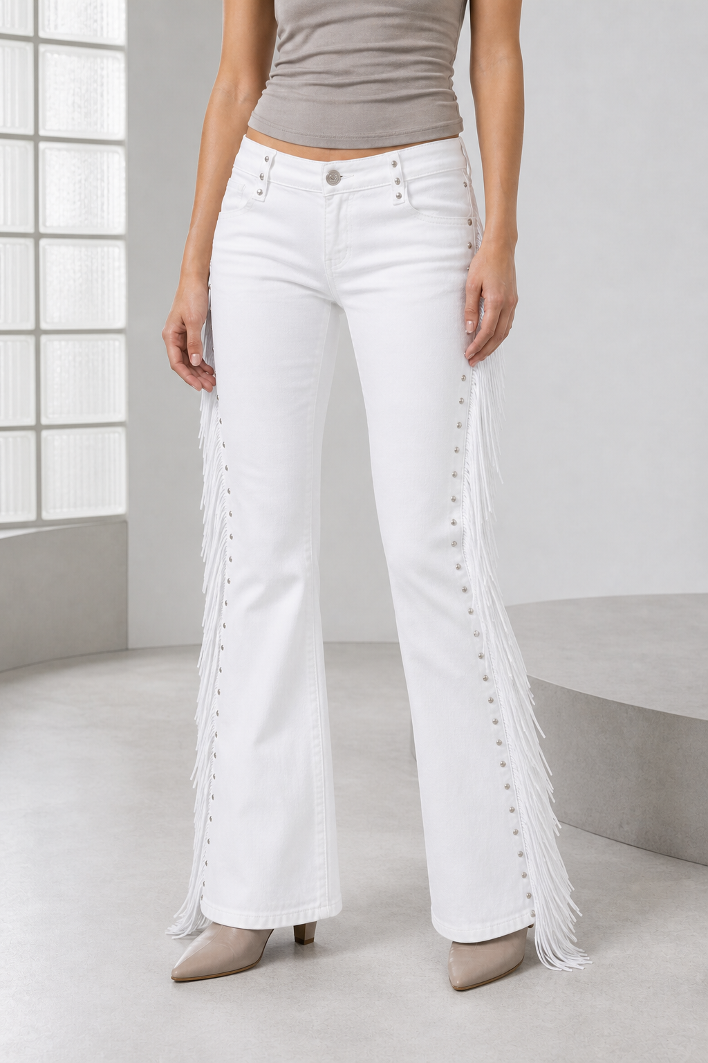 Kaia Black Fringe Flared Jeans