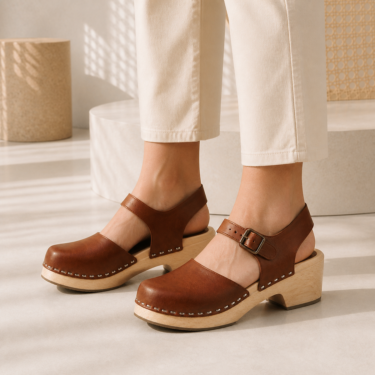 Valentina Leather Platform Sandals