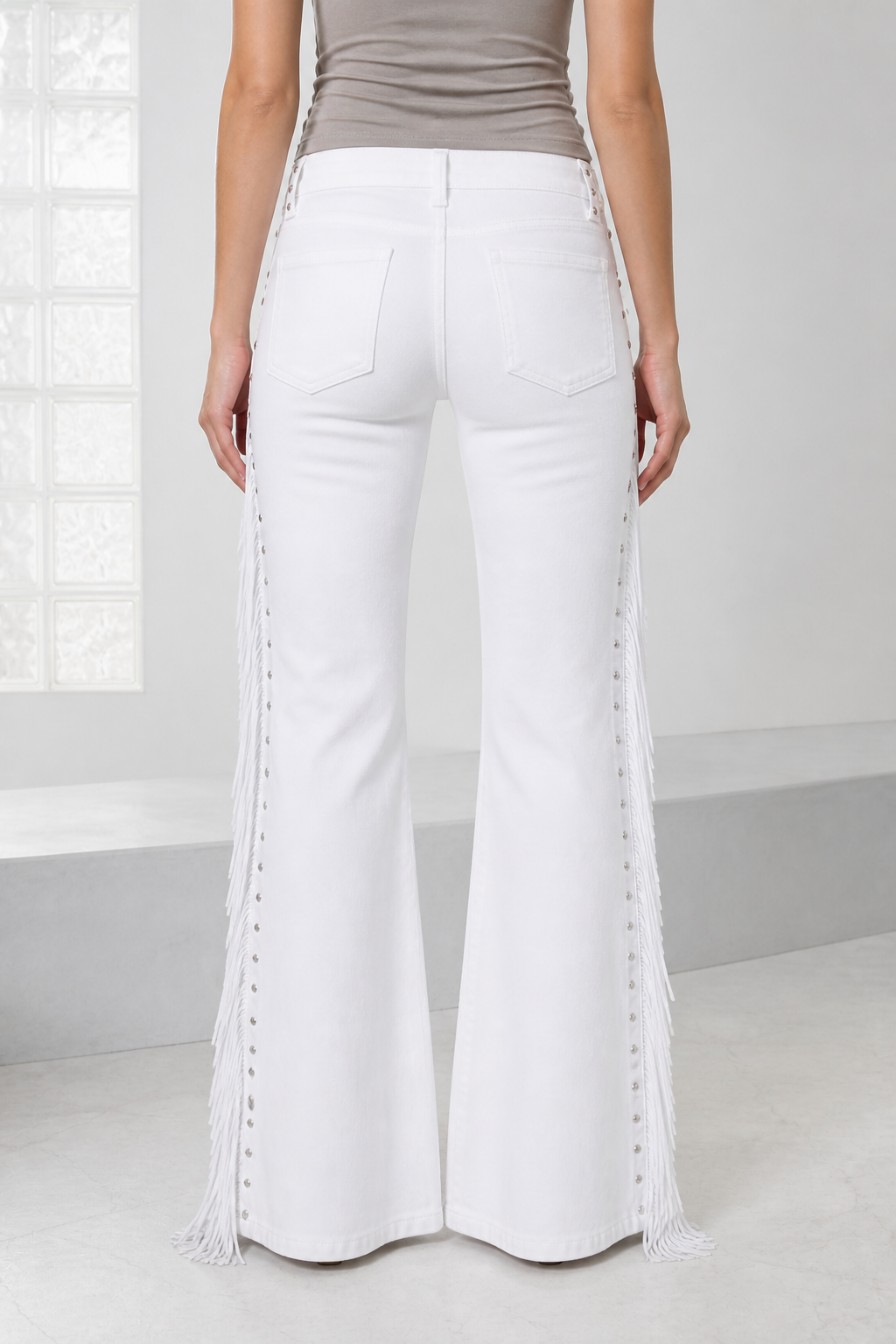 Kaia Black Fringe Flared Jeans