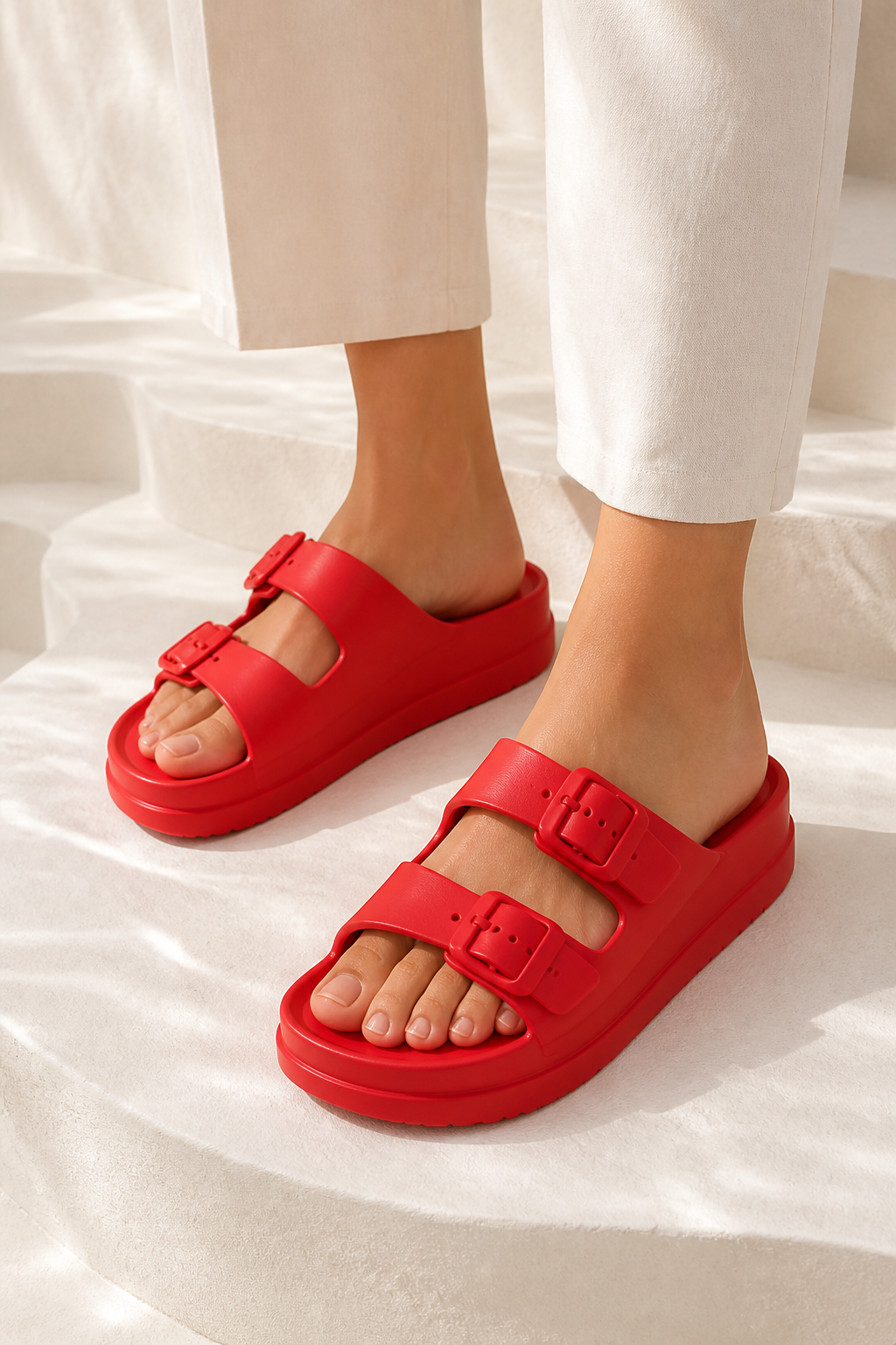 Maribel Double-Buckle Sliders
